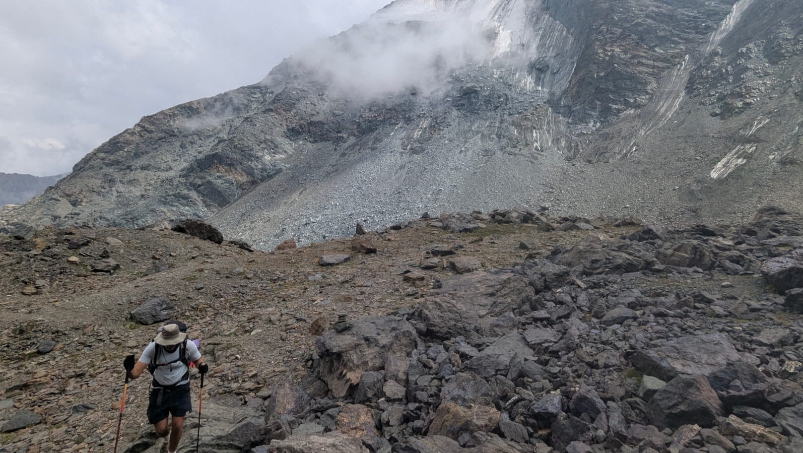 Ascending rocky terrain in Kyrgyzstan