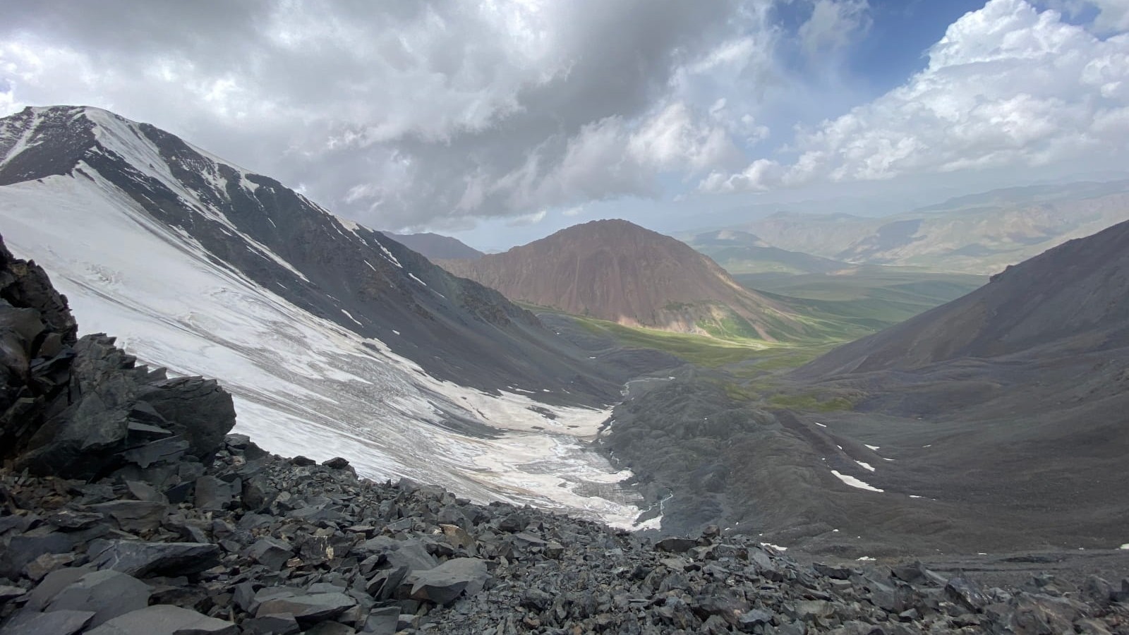 Storm brewing on top of a mountain pass in Naryn Region