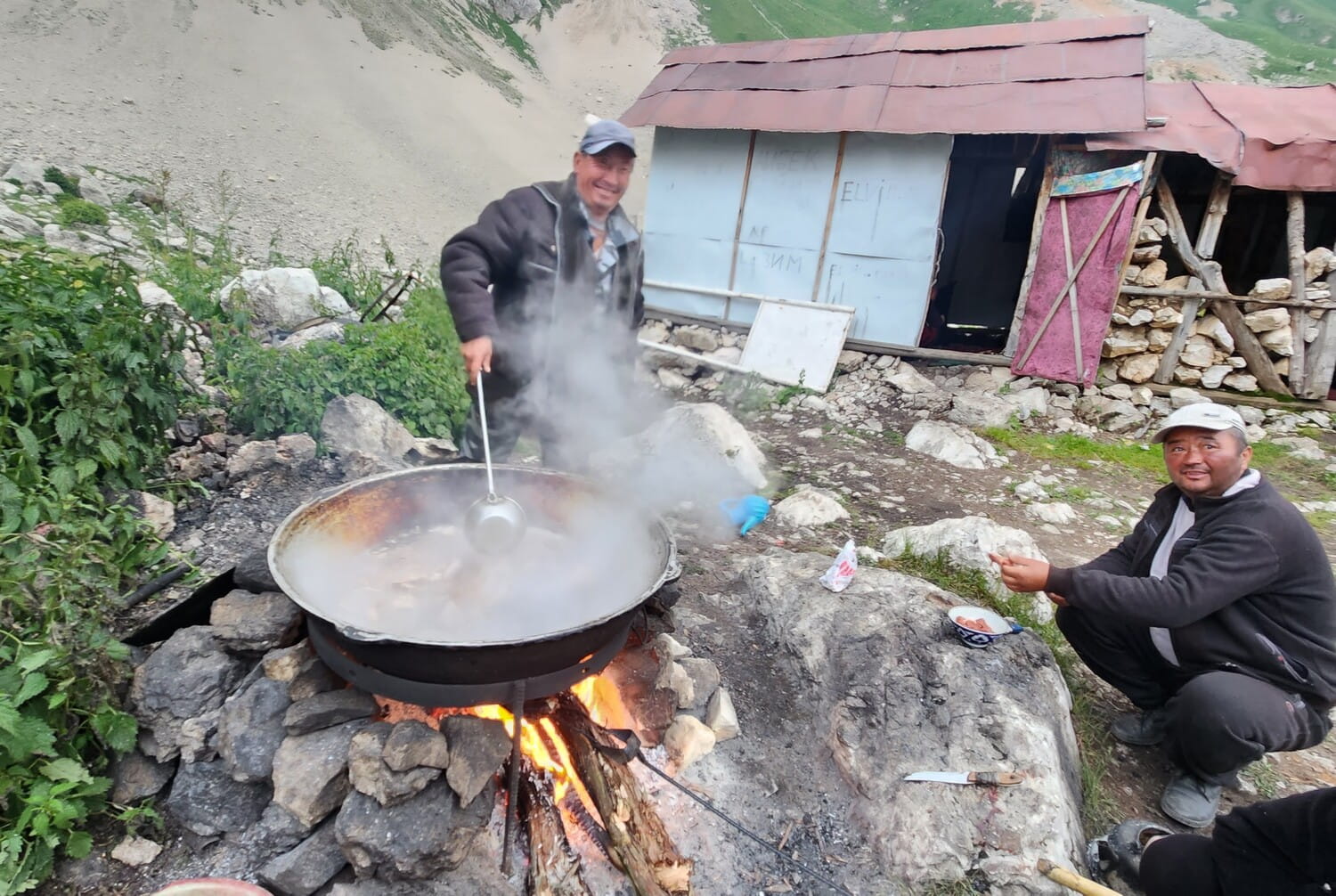 Conversing and dining with local Kyrgyz on a hike near Arslanbob, Jalalabad Province