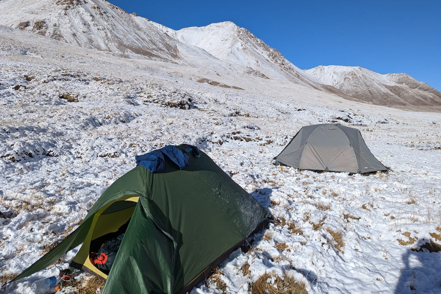 Our high altitude snow camp on route to The Main Enilchek Range in Central Tien-Shen